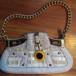 Patent Leather Woven Clutch